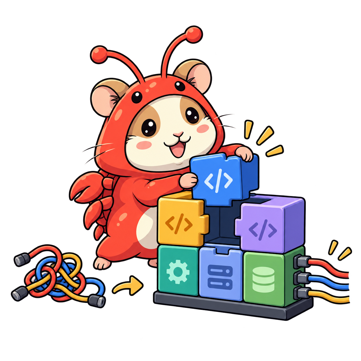 Hamcrab fits a code module into an organized structure with tidy connections.
