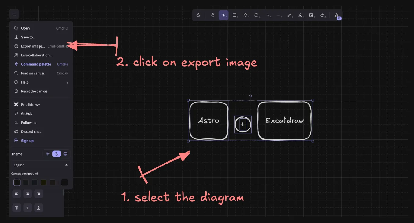 How to export Excalidraw diagram as SVG