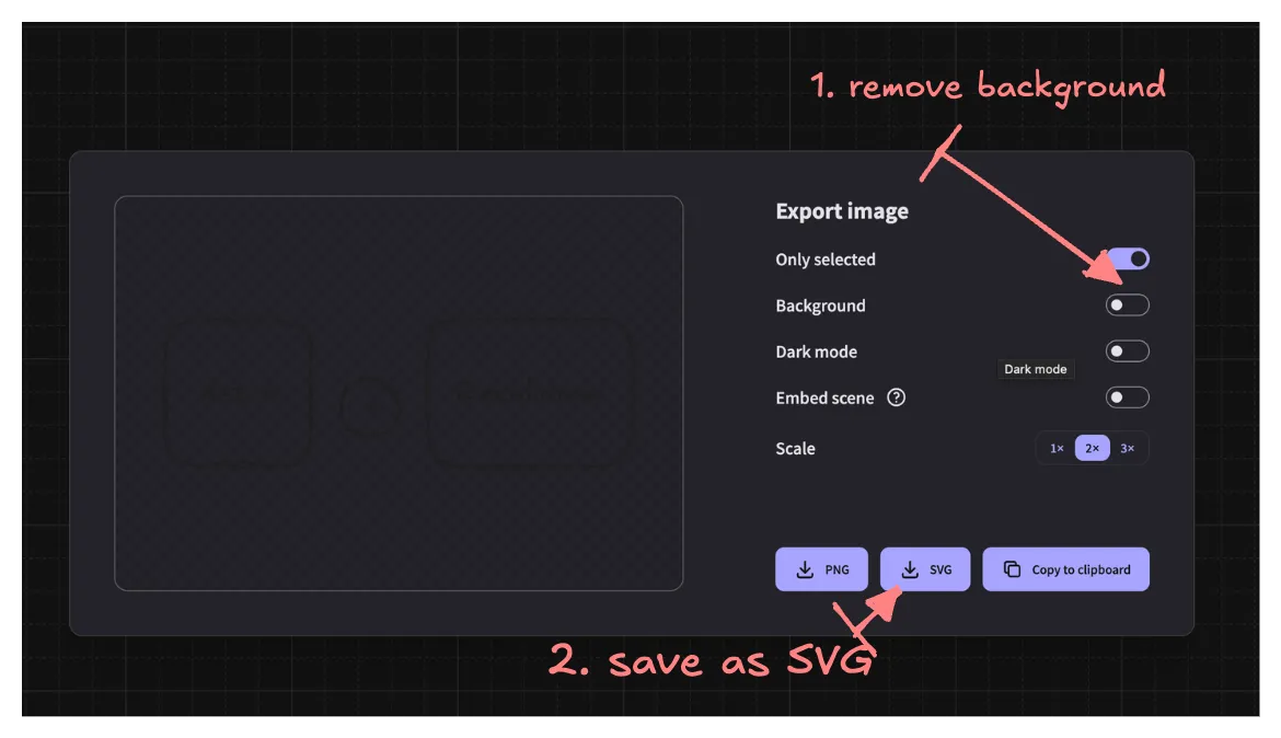 How to hide background and save as SVG